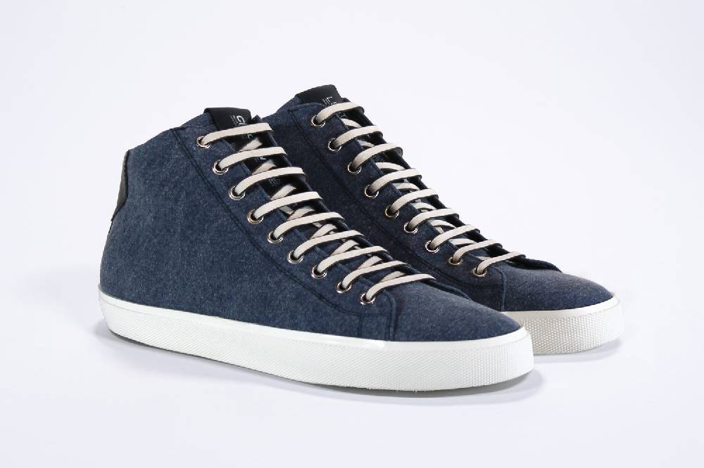 Leather Crown EARTH | Denim Blue - Mid Top - Uomo Affare Del Giorno