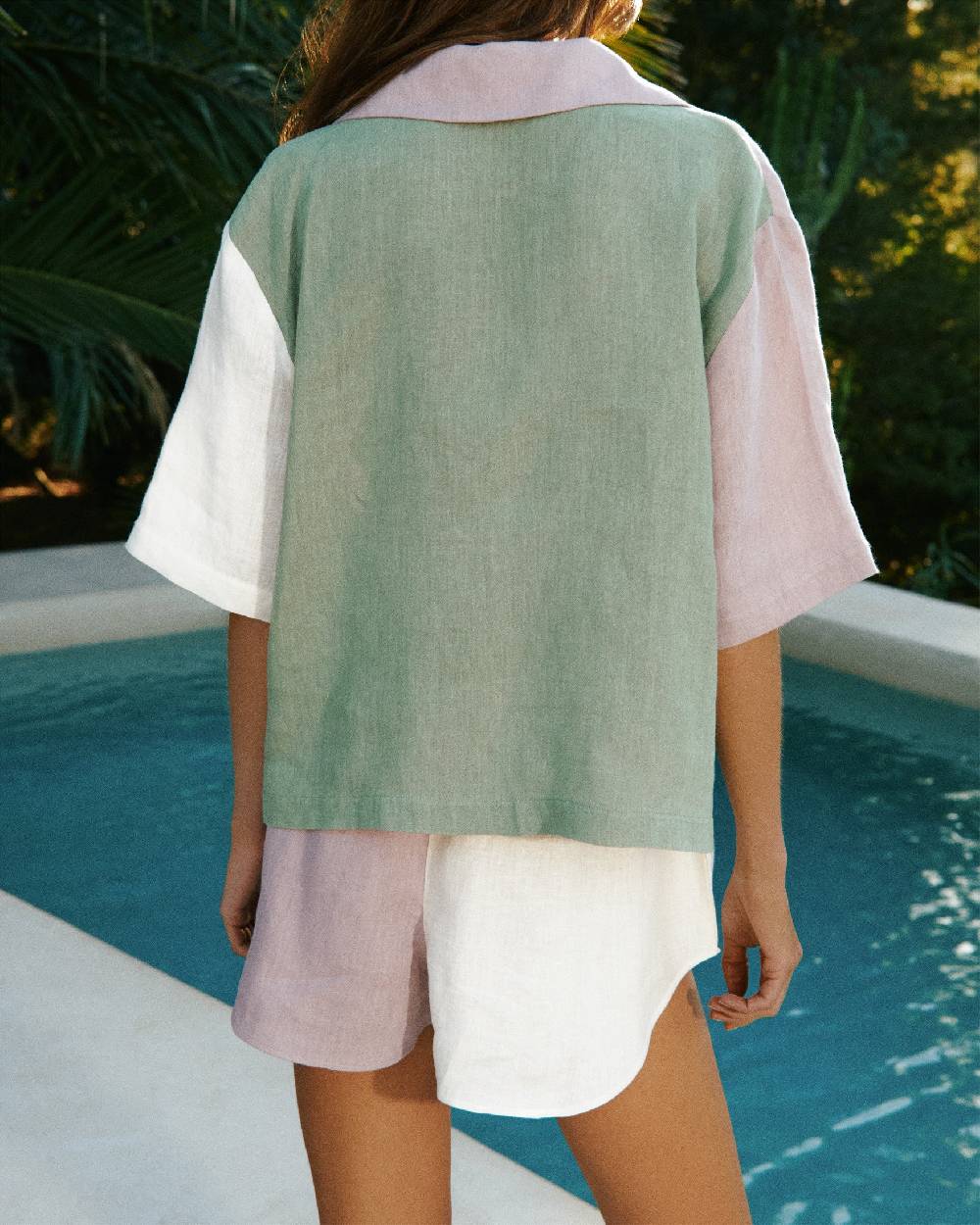 Manebí Linen Cumana Shirt - Iris, Eggnog \u0026 Mineral Green Shopping Online