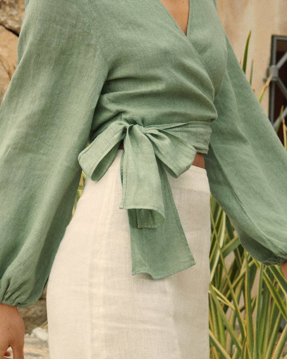 Manebí Linen Icara Top - Mineral Green Presa