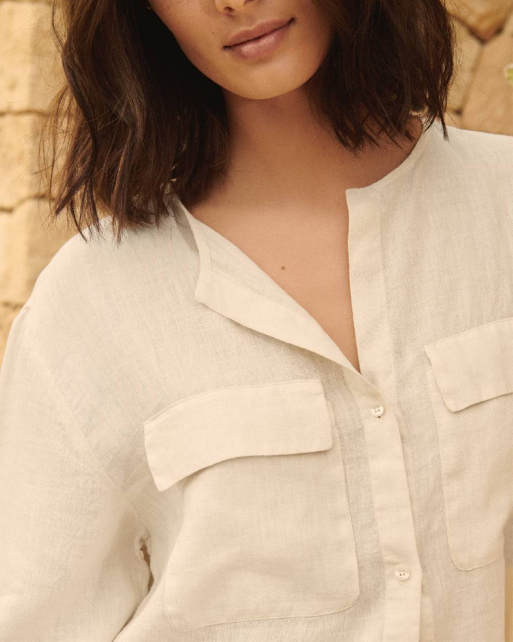 Manebí Linen Valparaiso Shirt - Eggnog Offerta
