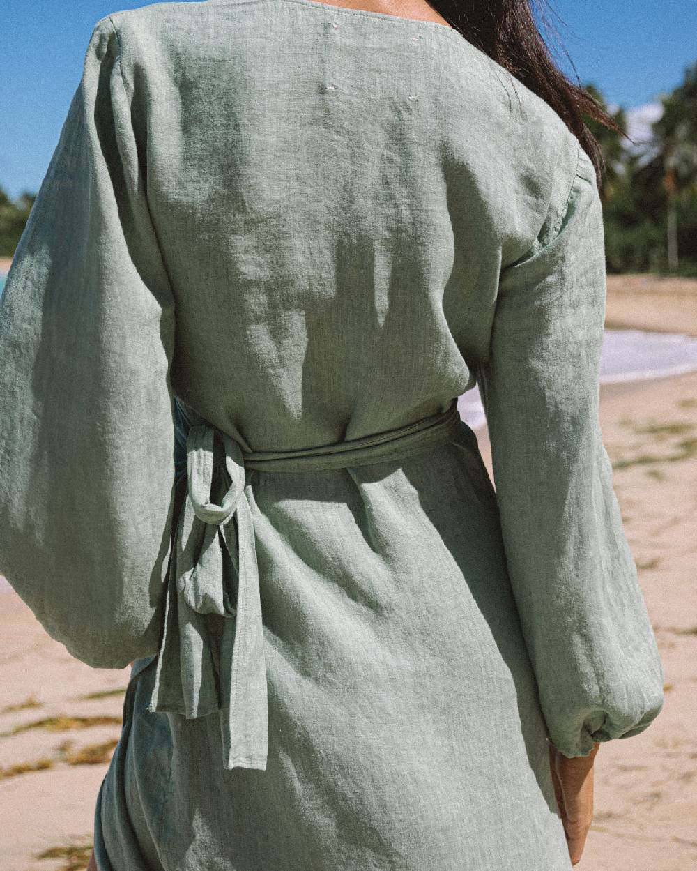 Manebí Linen Galapagos Dress - Mineral Green Online