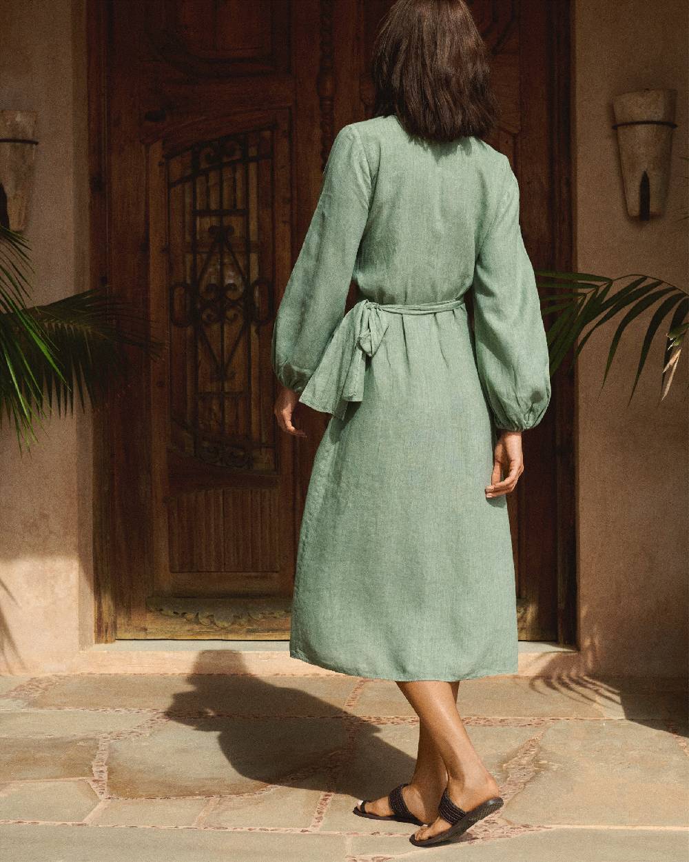 Manebí Linen Galapagos Dress - Mineral Green Online