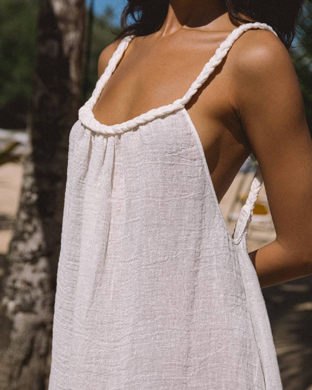 Manebí Linen Gauze Maracaibo Dress - White Offerte