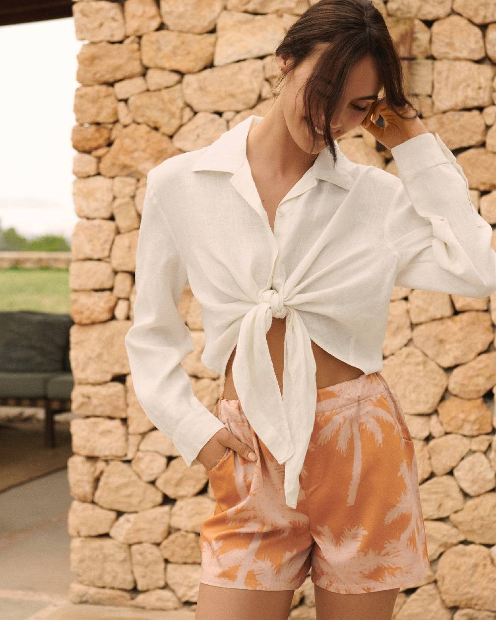 Manebí Linen Santos Shirt - Eggnog Vendite Flash