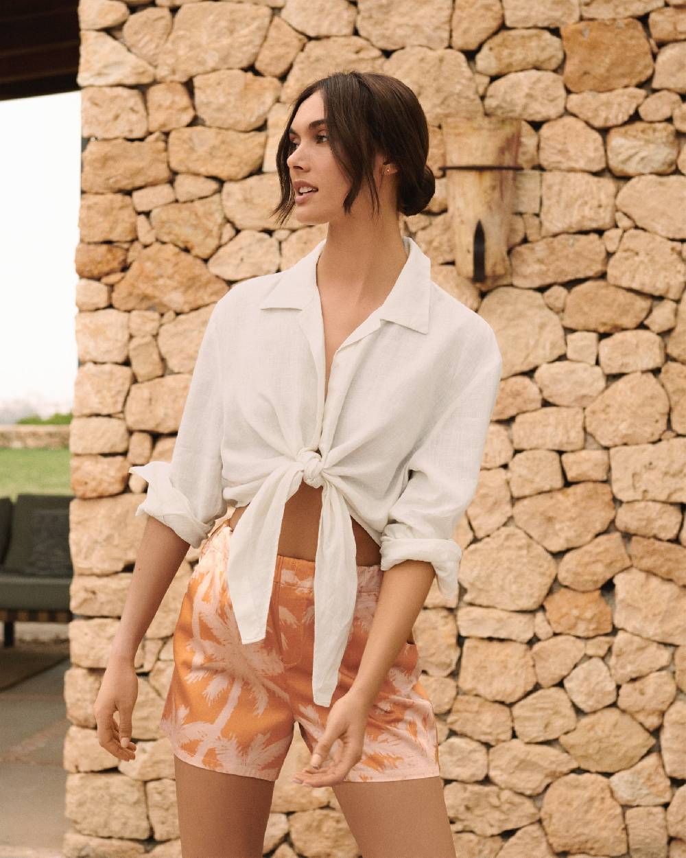 Manebí Linen Santos Shirt - Eggnog Vendite Flash