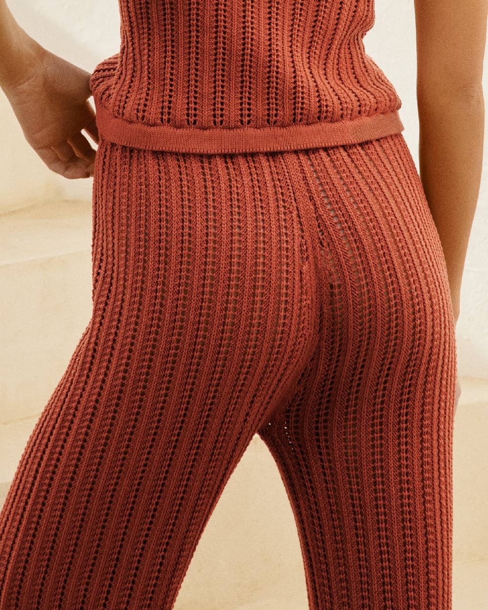 Manebí Cotton Crochet|Lipari Trousers - Rust In Saldo