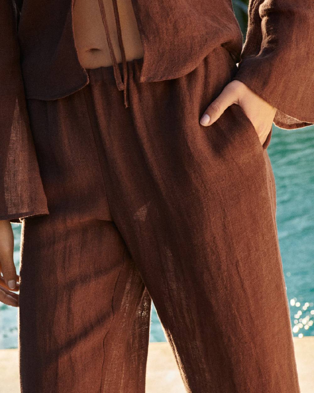 Manebí Linen Gauze Girona Trousers - Cocoa 2025