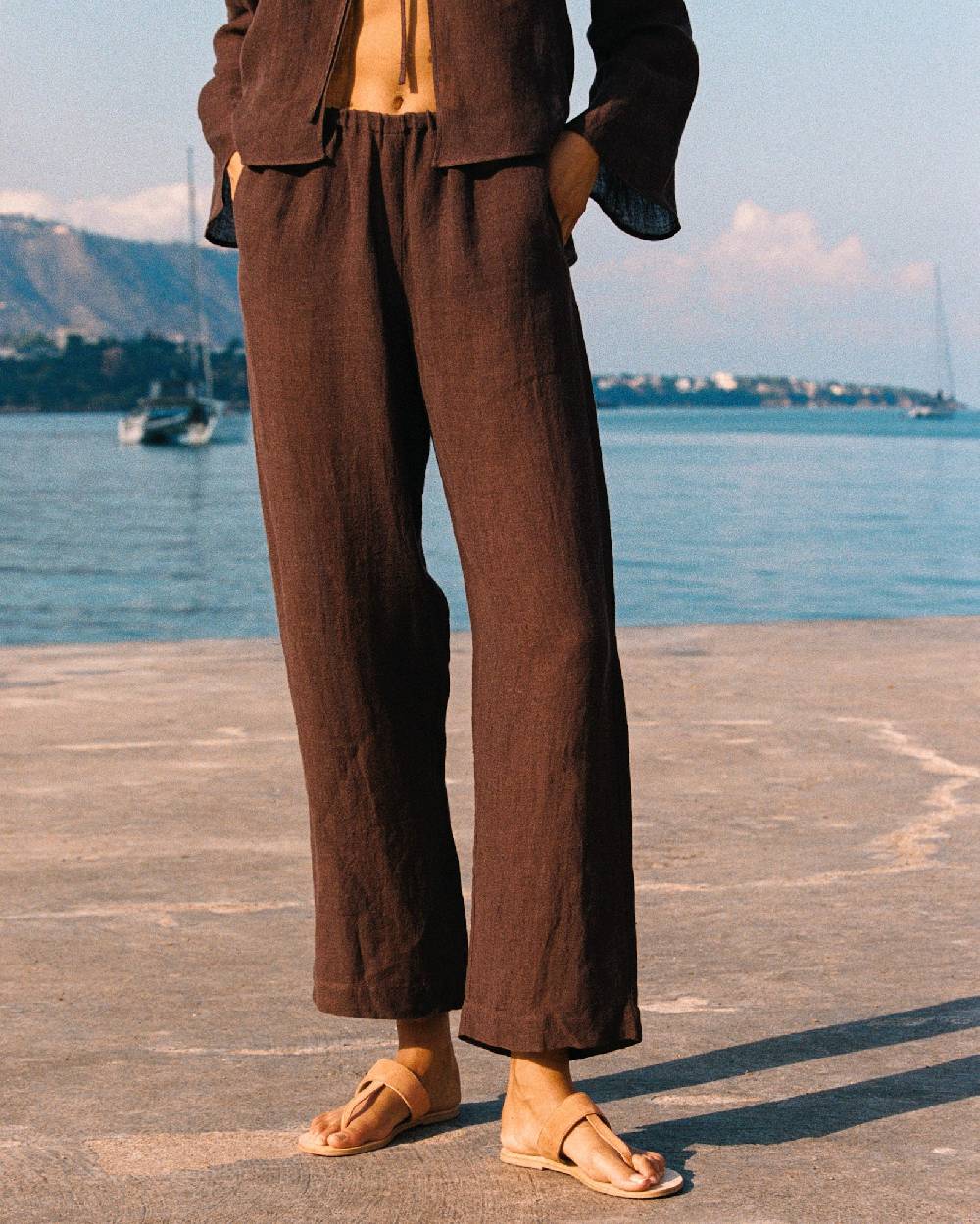 Manebí Linen Gauze Girona Trousers - Cocoa 2025