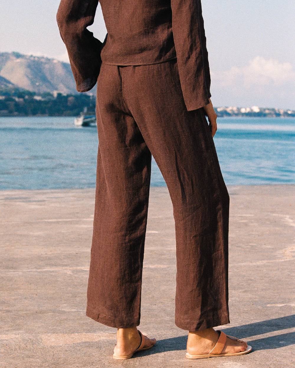 Manebí Linen Gauze Girona Trousers - Cocoa 2025