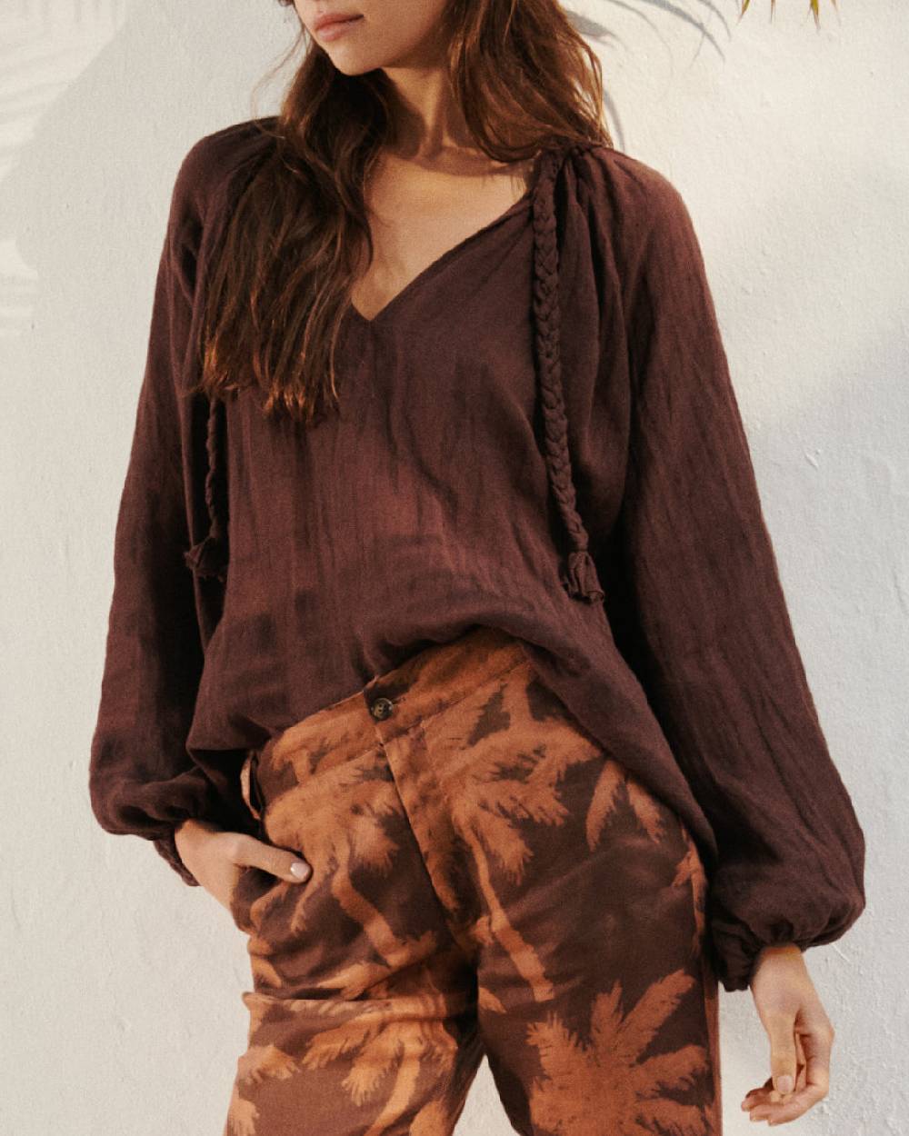 Manebí Linen Gauze Mykonos Shirt - Cocoa Italy