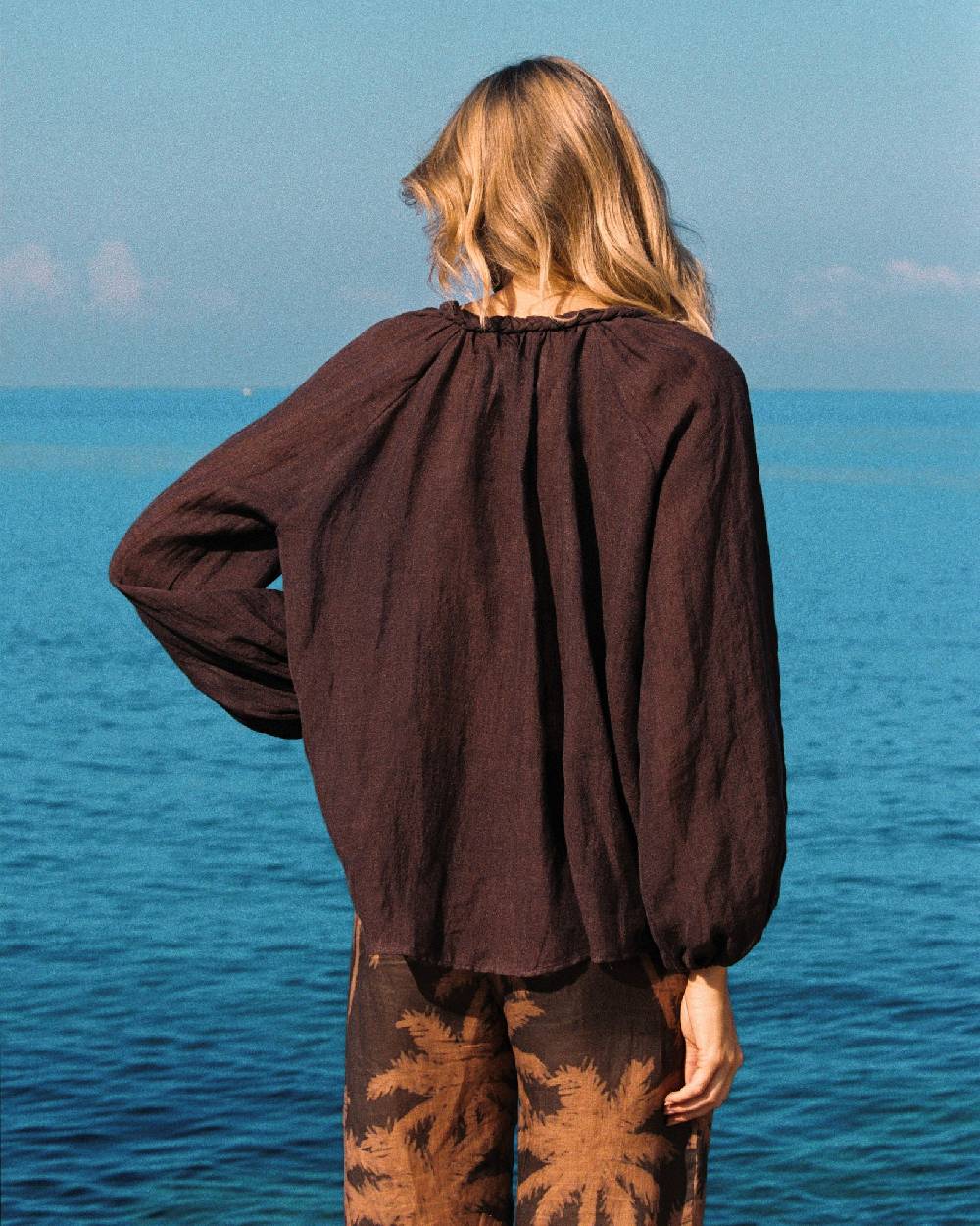 Manebí Linen Gauze Mykonos Shirt - Cocoa Italy