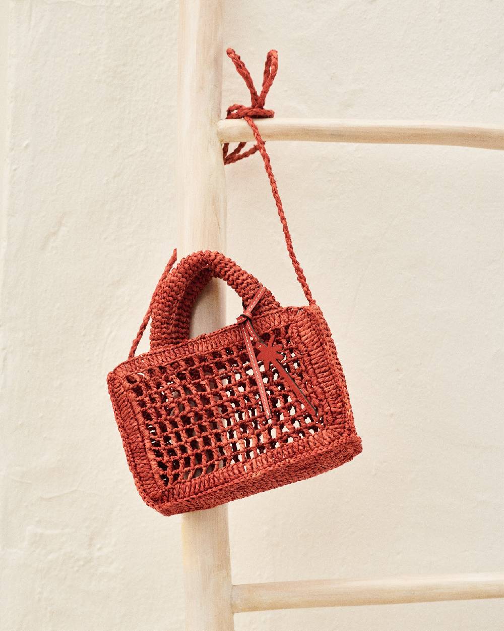 Manebí Raffia Sunset Bag Mini Net - Rust Negozi Online
