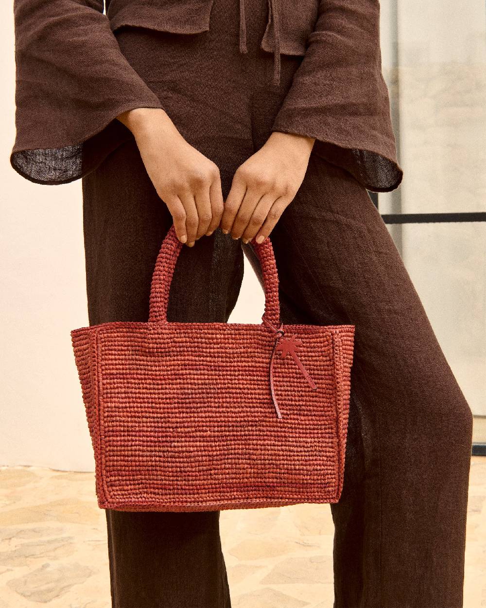 Manebí Raffia Sunset Bag Small - Rust Consegna Veloce