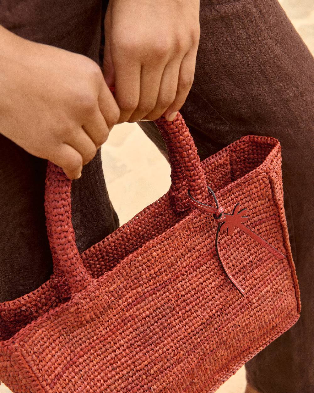 Manebí Raffia Sunset Bag Small - Rust Consegna Veloce