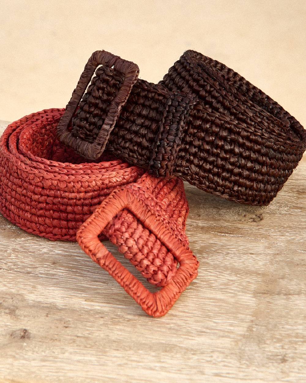 Manebí Natural Raffia Belt - Rust Promozione Limitata