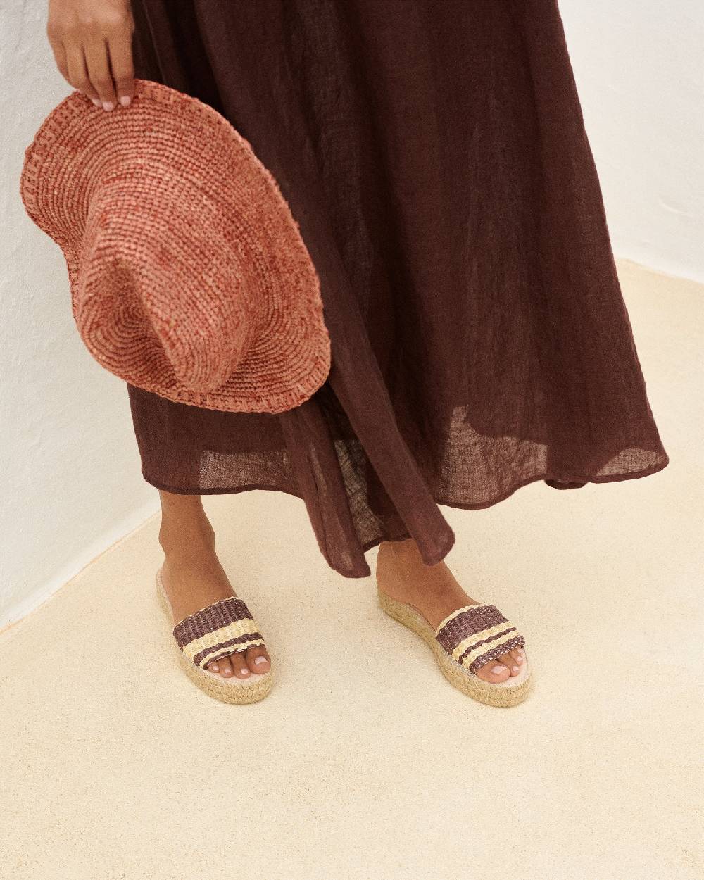 Manebí Raffia Panama Hat - Rust Fino Al -60%