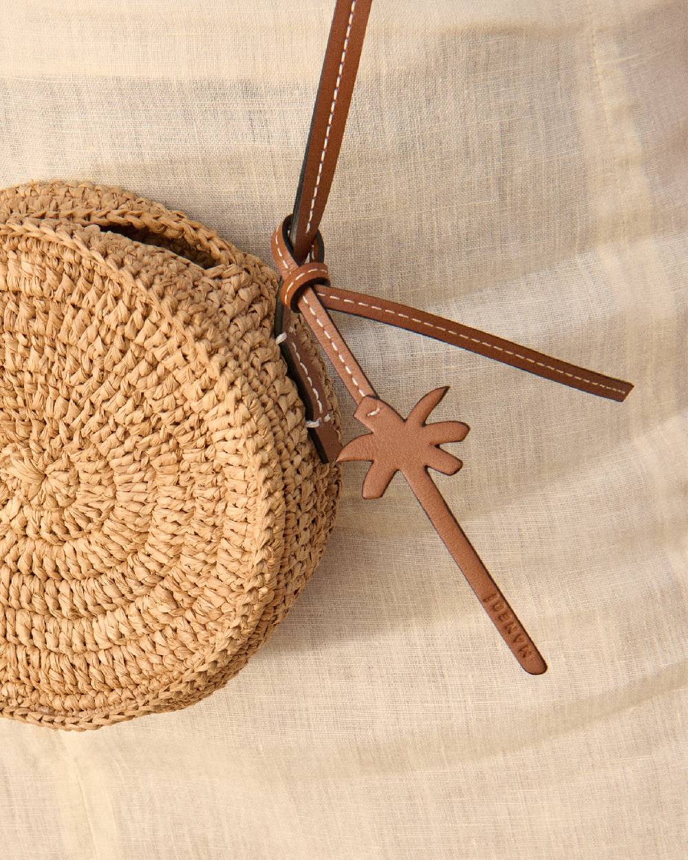 Manebí Raffia \u0026 Leather|Tamburine Bag Mini - Tan \u0026 Brown Prezzo Ridotto
