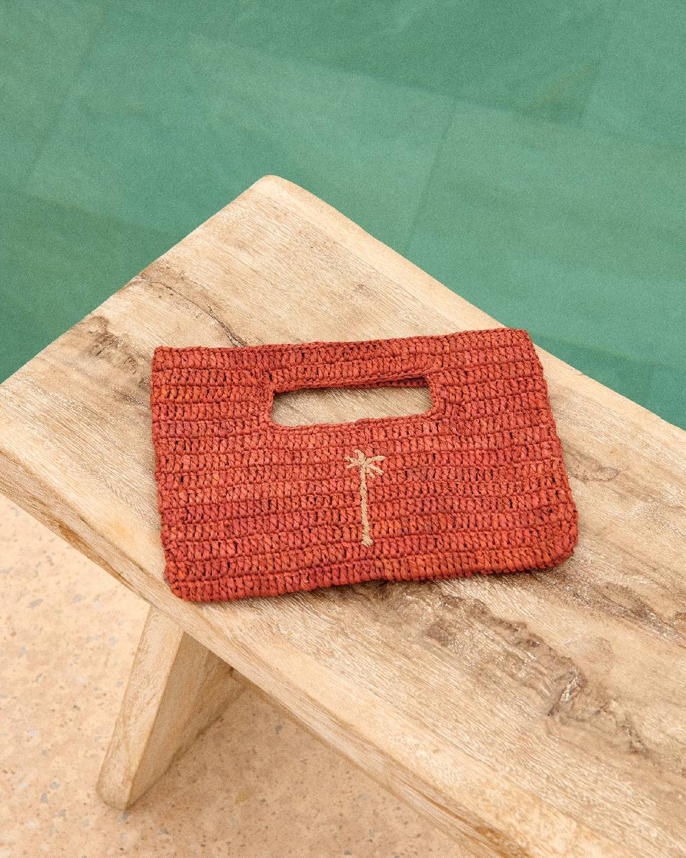 Manebí Raffia Handbag Mini - Rust With Tan Palm Sottocosto