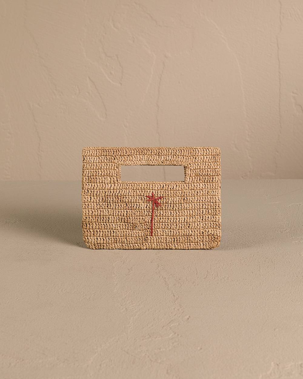 Manebí Raffia Handbag Mini - Tan With Brown Palm Novità