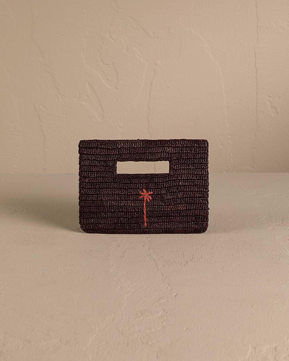 Manebí Raffia Handbag Mini - Chocolate With Rust Palm Presa