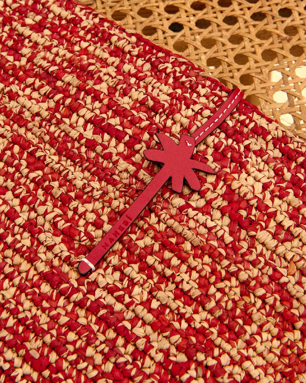 Manebí Raffia Clutch - Leather Palm Rust Tan Mélange \u0026 Rust Sconto