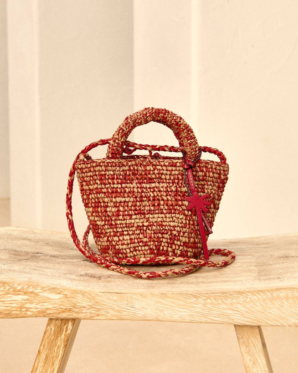 Manebí Raffia Summer Bag Mini - Rust Tan Mélange Economico