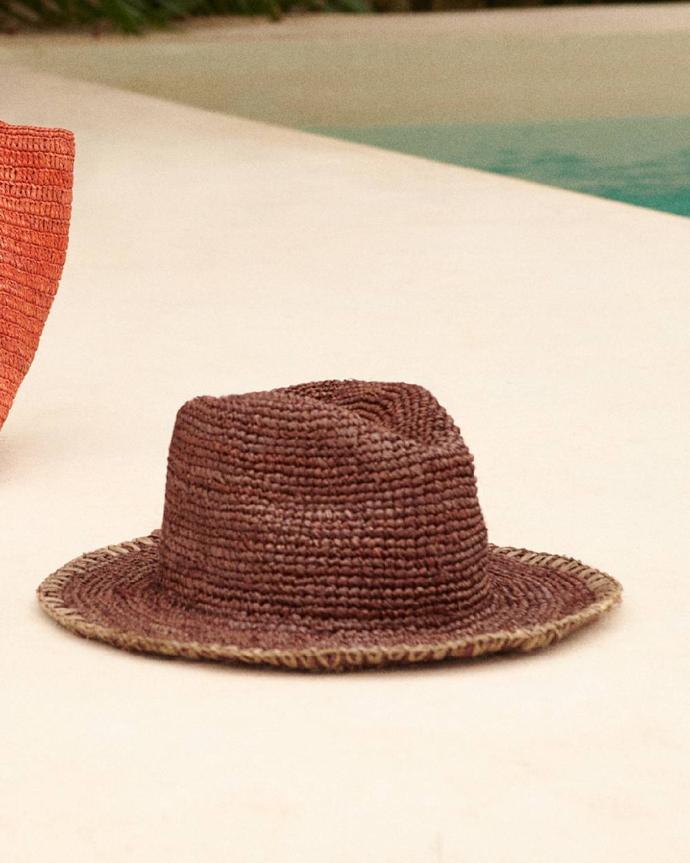 Manebí Raffia Panama Hat - Chocolate Saldi