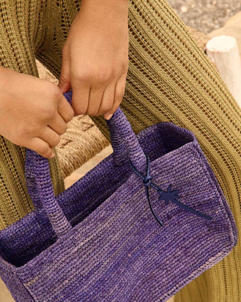 Manebí Raffia Sunset Bag Small - Summer Purple Vendita Calda