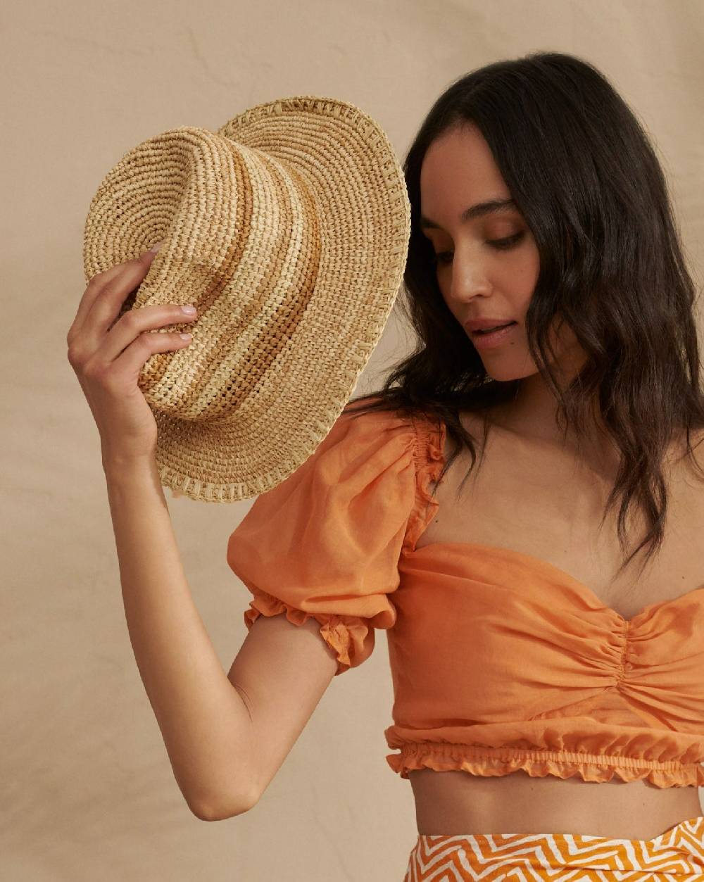 Manebí Raffia Panama Hat - Striped Striped Vendite Flash