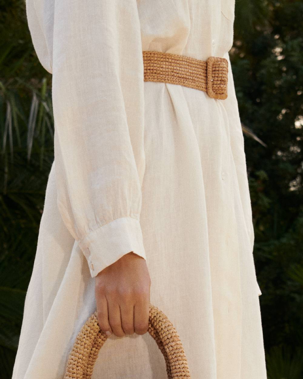 Manebí Natural Raffia Belt - Square Buckle - Tan Negozio