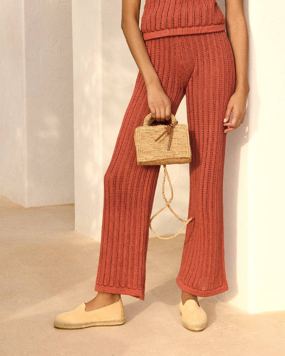 Manebí Natural Raffia Sunset Bag Mini - Palm Leather Tag - Tan Nuova