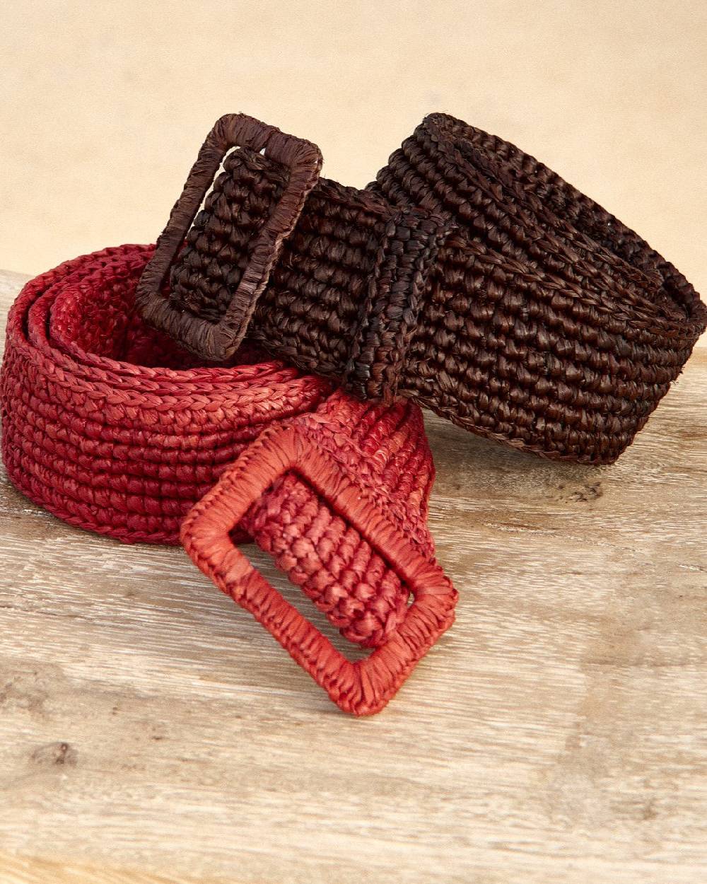 Manebí Natural Raffia Belt - Chocolate Qualità