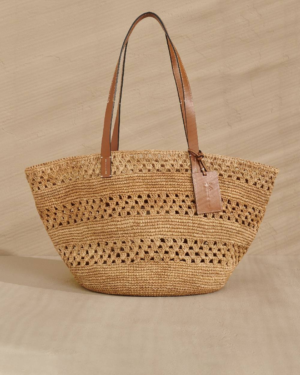Manebí Weaving Raffia \u0026 Leather Basket Bag - Leather Tag Spedizione Gratuita