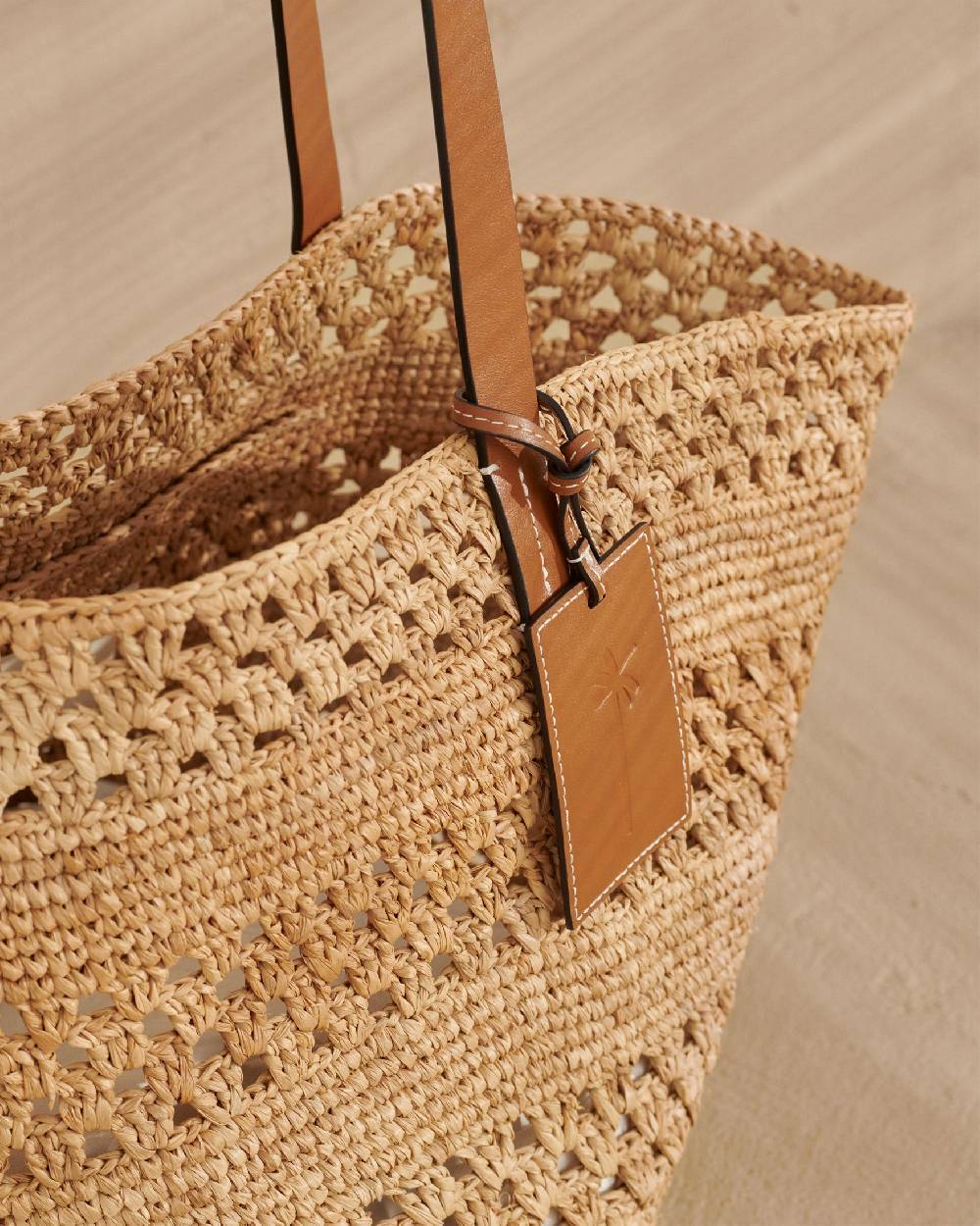 Manebí Weaving Raffia \u0026 Leather Basket Bag - Leather Tag Spedizione Gratuita