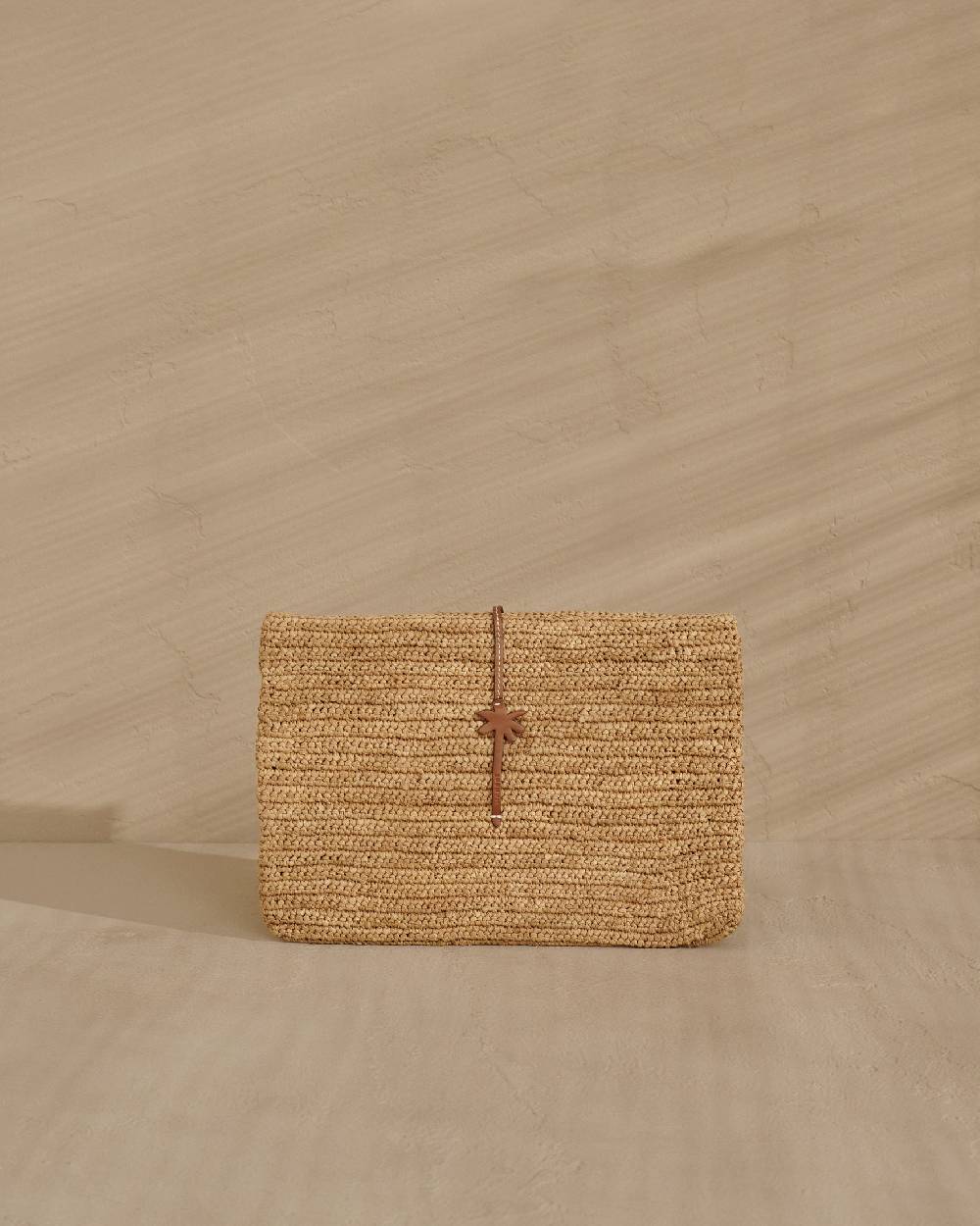 Manebí Raffia Clutch - Leather Palm Tan Pezzi Unici