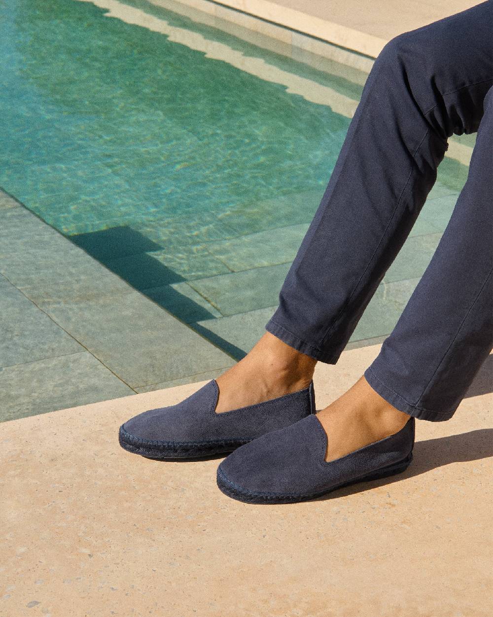 Manebí Espadrillas flat in pelle scamosciata - Hamptons -Patriot Blu ton sur ton Affare Del Giorno