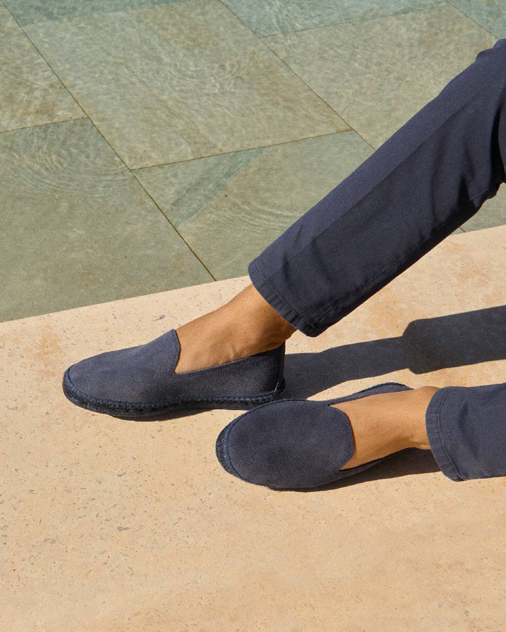 Manebí Espadrillas flat in pelle scamosciata - Hamptons -Patriot Blu ton sur ton Affare Del Giorno