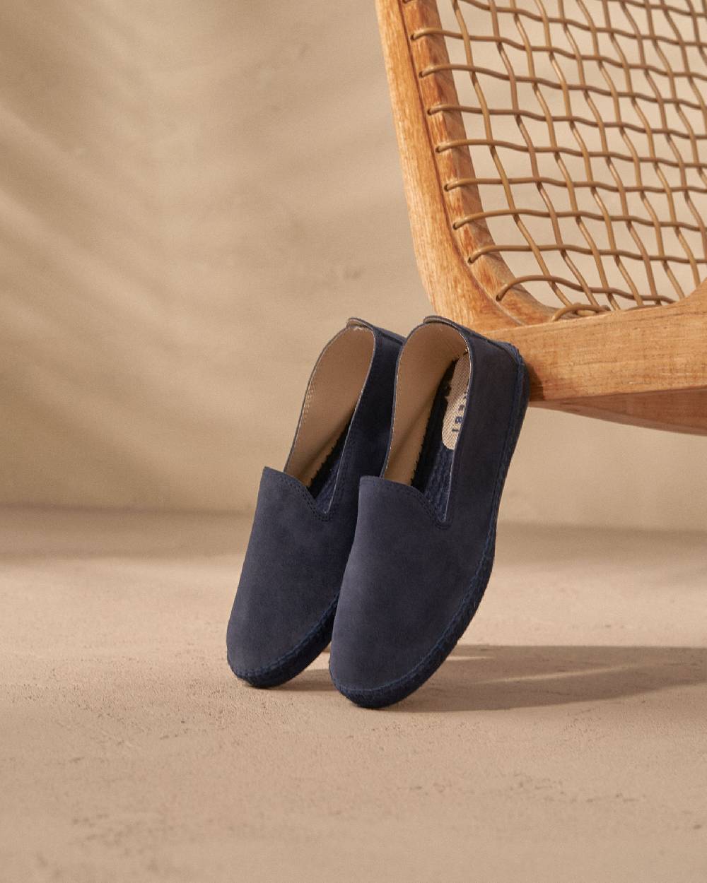 Manebí Espadrillas flat in pelle scamosciata - Hamptons -Patriot Blu ton sur ton Affare Del Giorno