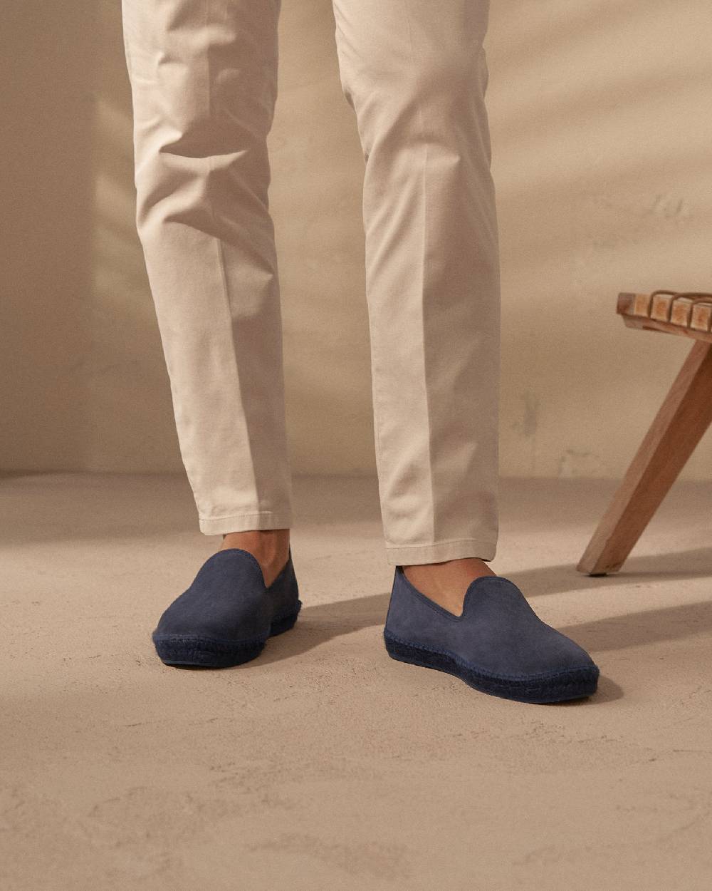 Manebí Espadrillas flat in pelle scamosciata - Hamptons -Patriot Blu ton sur ton Affare Del Giorno