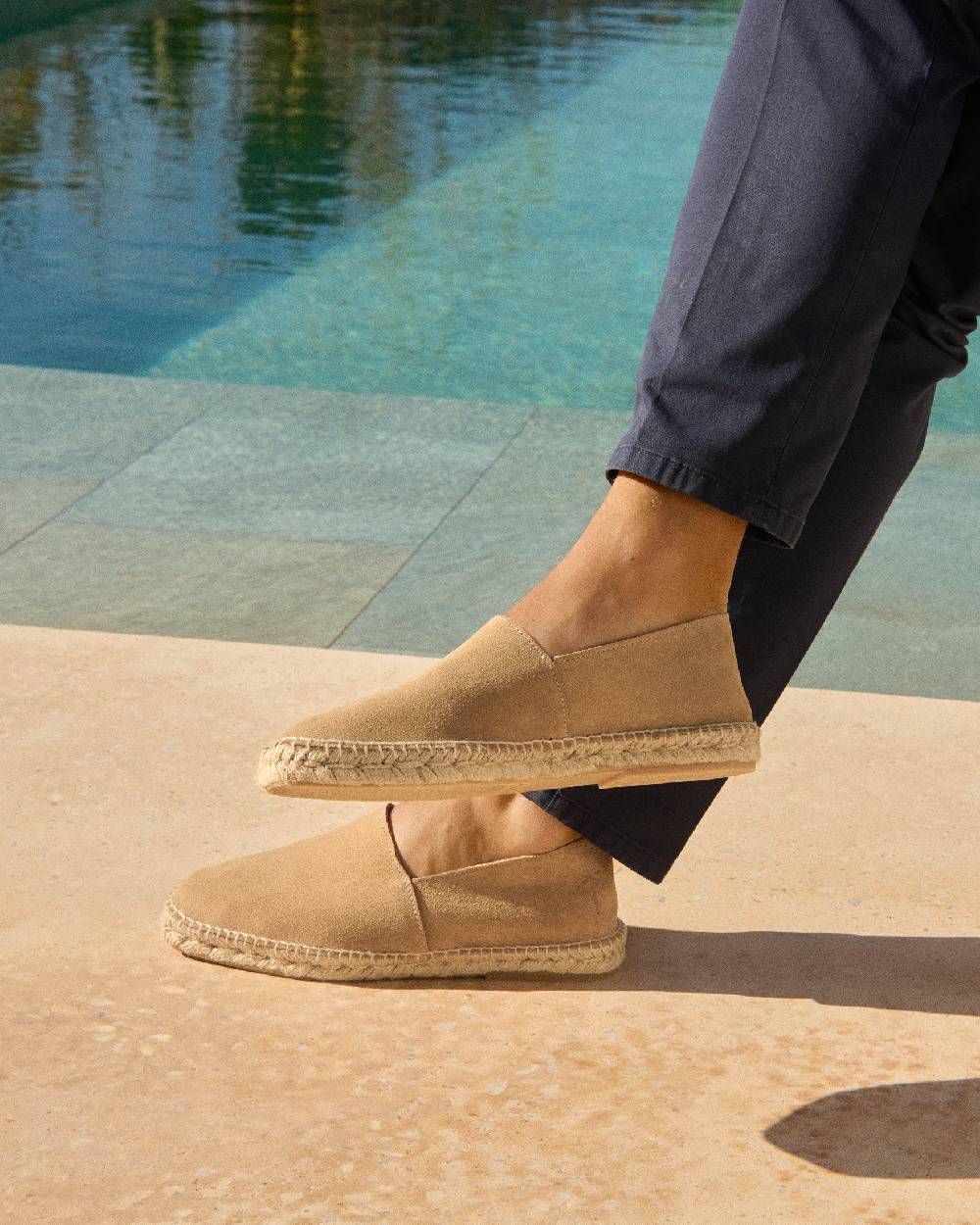 Manebí Suede Square Toe Espadrilles - Hamptons Washed Beige Vendite Flash