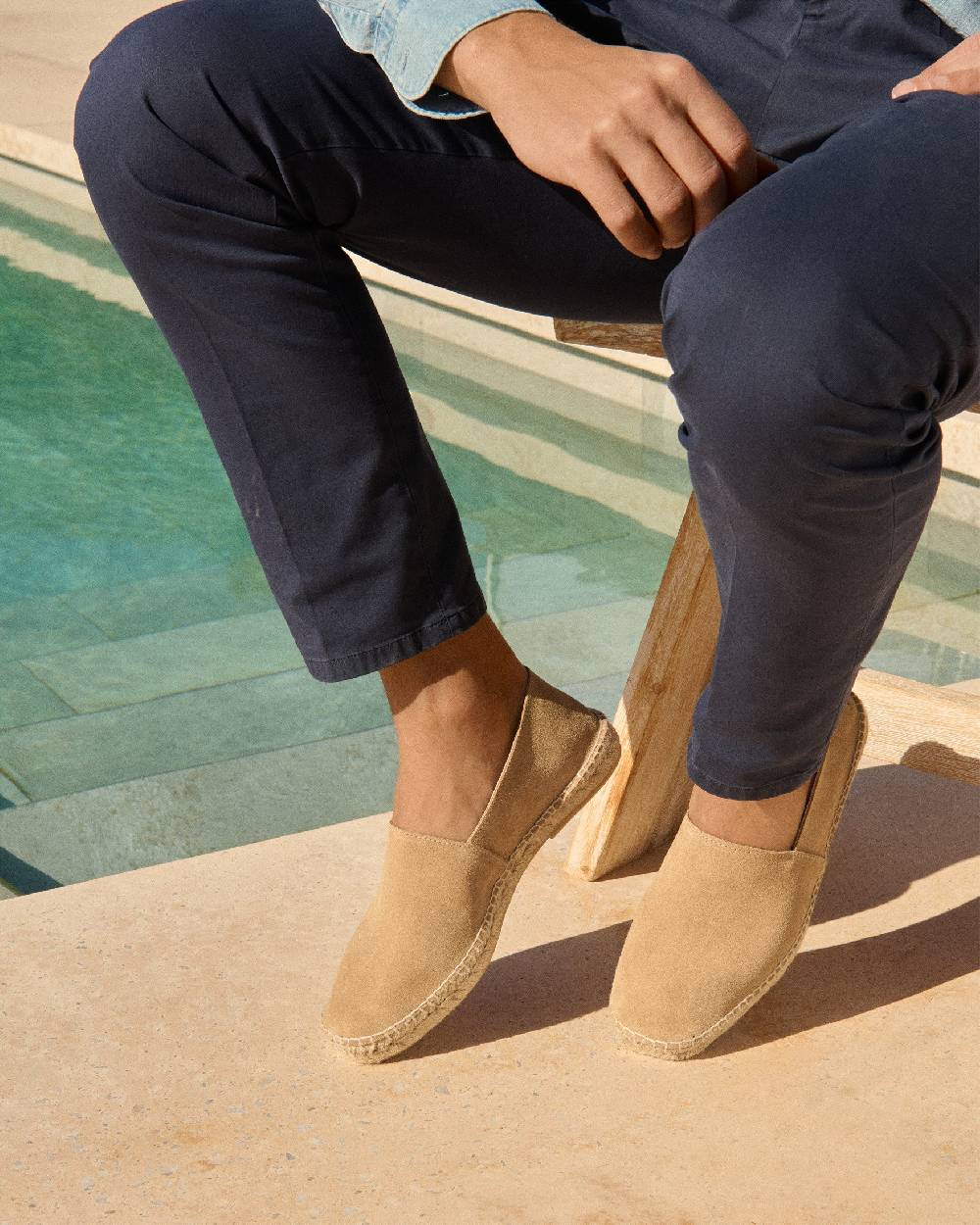 Manebí Suede Square Toe Espadrilles - Hamptons Washed Beige Vendite Flash