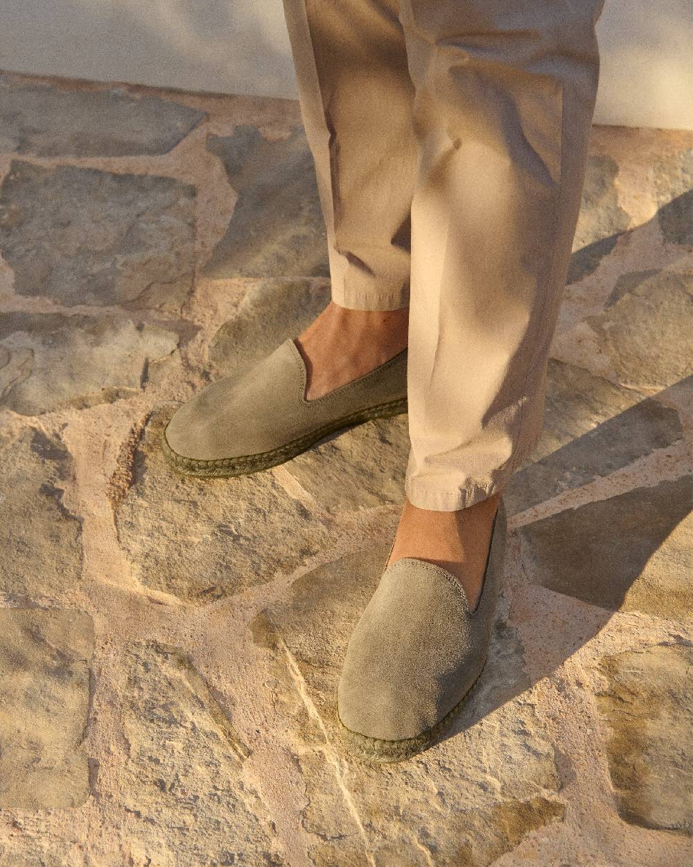 Manebí Espadrillas flat in pelle scamosciata - Hamptons - Forest On Tone In Linea