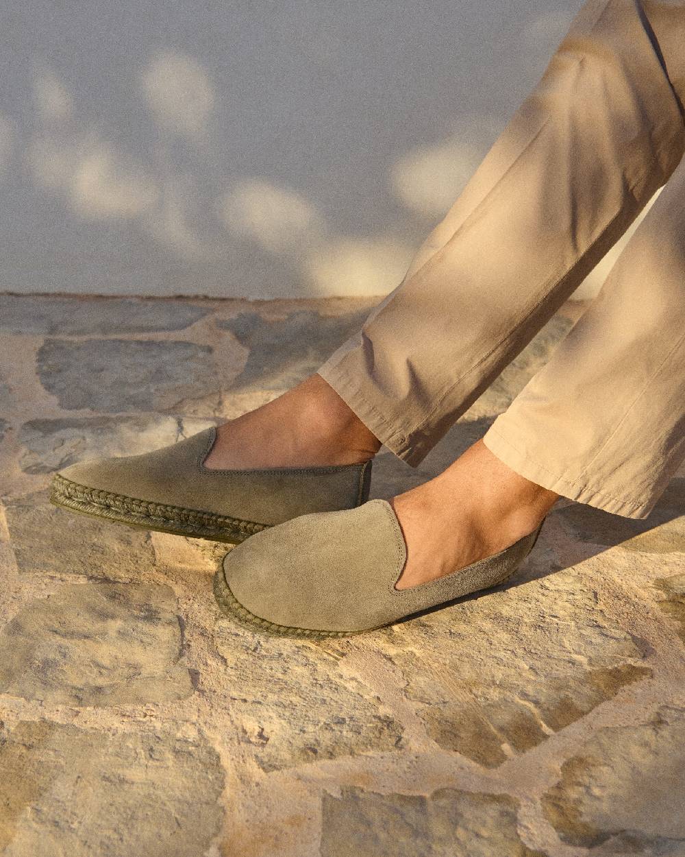 Manebí Espadrillas flat in pelle scamosciata - Hamptons - Forest On Tone In Linea