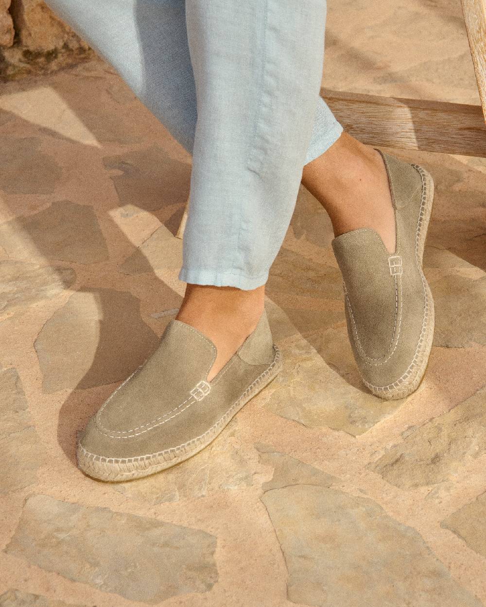 Manebí Mocassini Traveler Espadrillas in pelle scamosciata- Hamptons - Forest Qualità