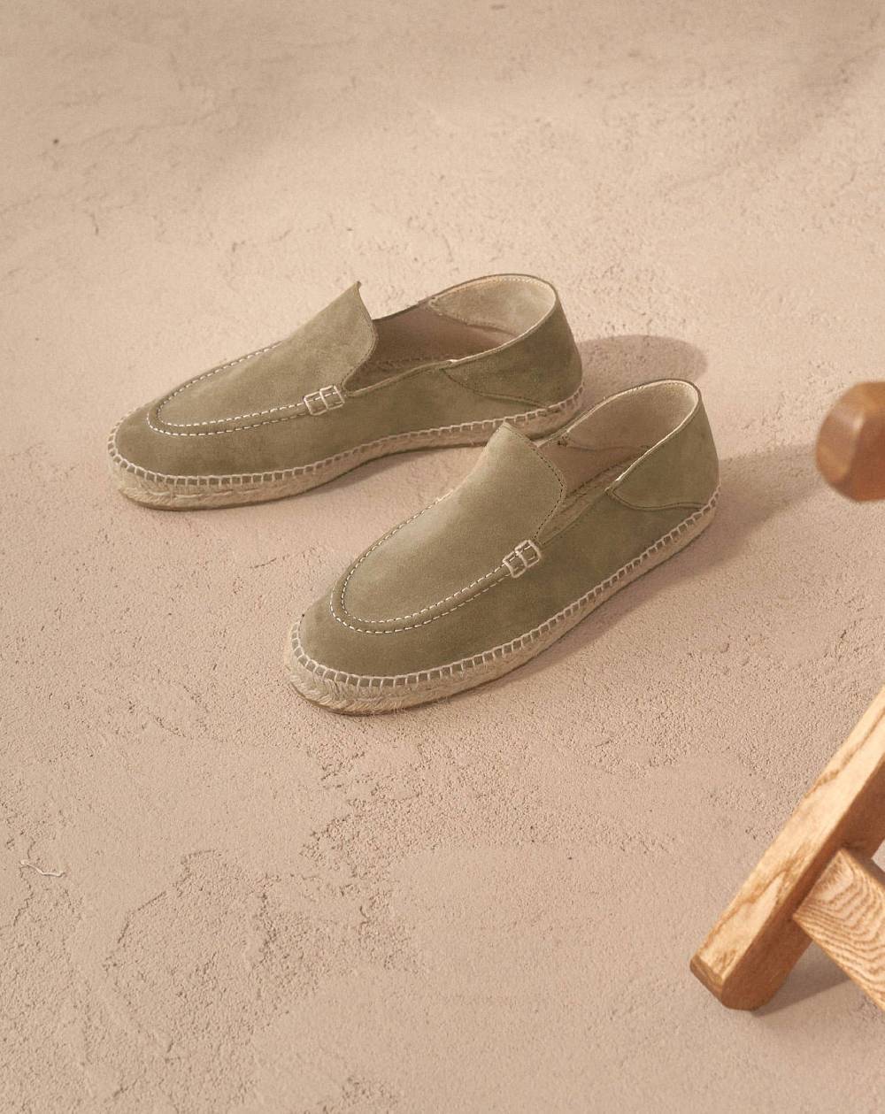 Manebí Mocassini Traveler Espadrillas in pelle scamosciata- Hamptons - Forest Qualità