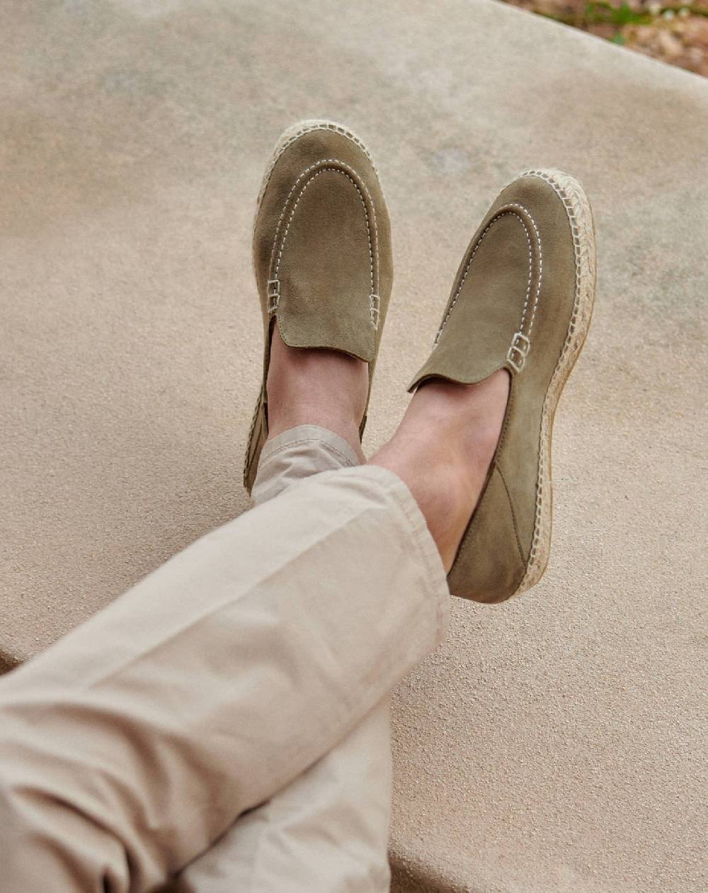 Manebí Mocassini Traveler Espadrillas in pelle scamosciata- Hamptons - Forest Qualità