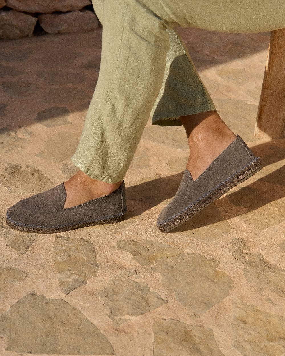 Manebí Espadrillas flat in pelle scamosciata - Hamptons - Carbon Grey ton sur ton Promozione