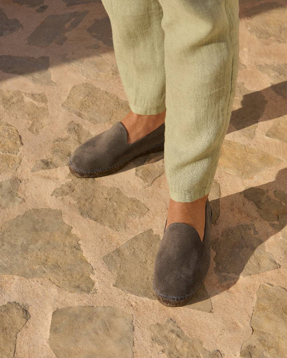 Manebí Espadrillas flat in pelle scamosciata - Hamptons - Carbon Grey ton sur ton Promozione