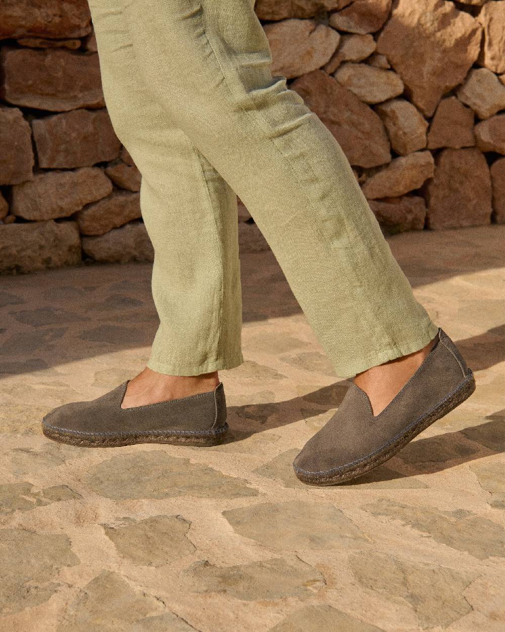 Manebí Espadrillas flat in pelle scamosciata - Hamptons - Carbon Grey ton sur ton Promozione