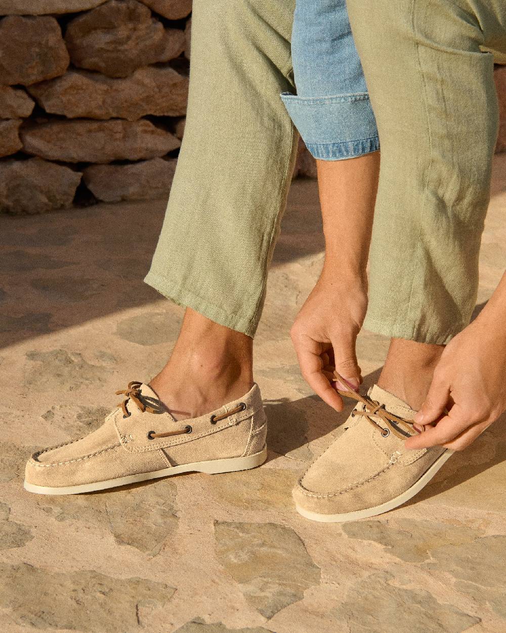 Manebí Suede Boat-Shoes - Hamptons Champagne Beige Spedizione Gratuita